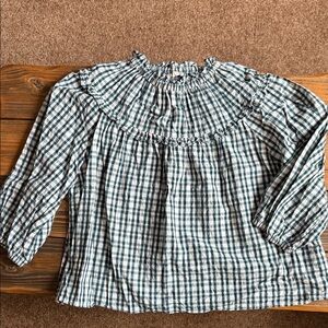 Universal Thread Yoke Gingham Blouse in Green and White size XXL